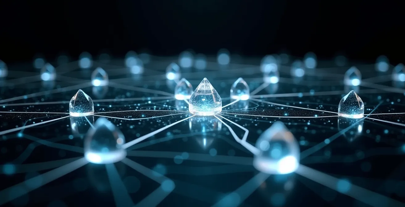 Visualización abstracta de un algoritmo de IA adaptando rutas de aprendizaje personalizadas