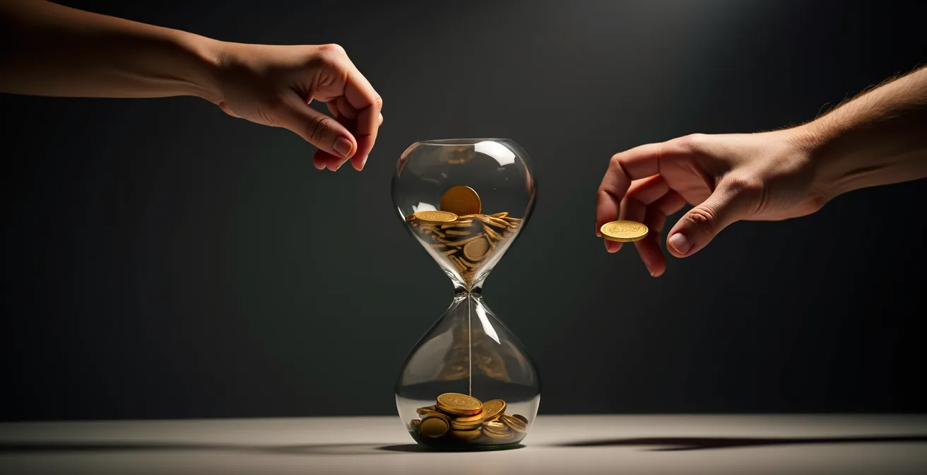 Representación visual del impacto de la cotización de un becario en su pensión futura.