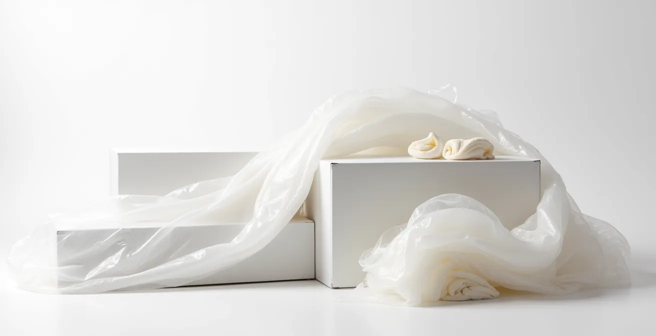 Vista minimalista de materiales de embalaje profesional para arte