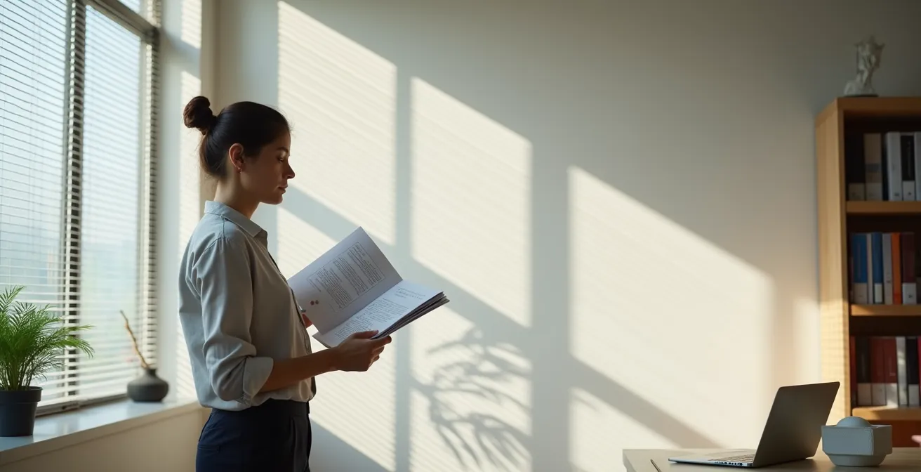 Investigador revisando métricas de impacto científico en su oficina del CSIC