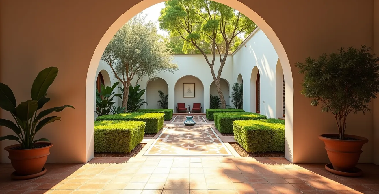 Jardín del Museo Sorolla con luz mediterránea filtrándose entre la vegetación