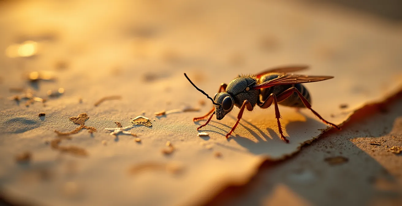 Vista macro de pececillos de plata y hongos en documentos antiguos